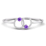 Beautiful Purple With White Round Cut Interlocked Half Two Circle Bangle Bracelet