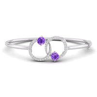 Beautiful Purple With White Round Cut Interlocked Half Two Circle Bangle Bracelet