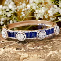 Blue Sapphire Emerald With Multi Cut CZ Stone Studded Bangle Bracelet