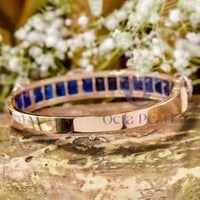 Blue Sapphire Emerald With Multi Cut CZ Stone Studded Bangle Bracelet