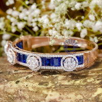 Blue Sapphire Emerald With Multi Cut CZ Stone Studded Bangle Bracelet