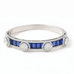 Blue Sapphire Emerald With Multi Cut CZ Stone Studded Bangle Bracelet