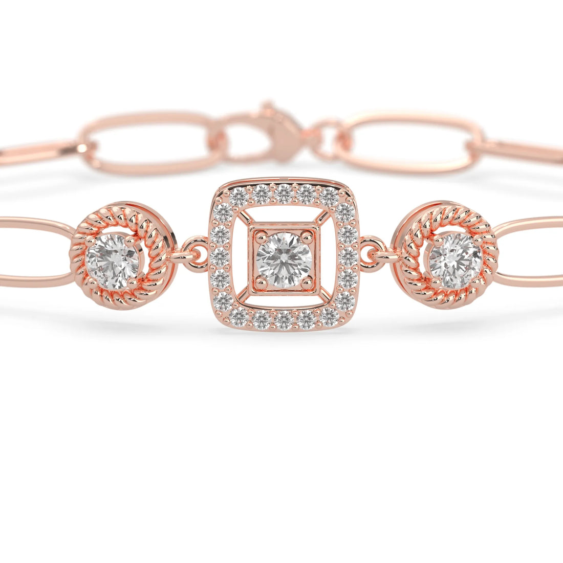 OctaPearl Lab Grown Diamond Geometric Link Bracelet