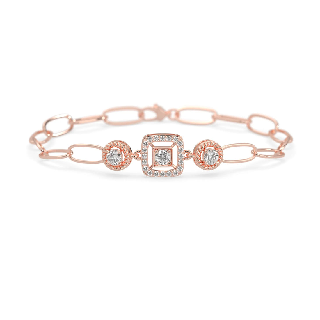 OctaPearl Lab Grown Diamond Geometric Link Bracelet