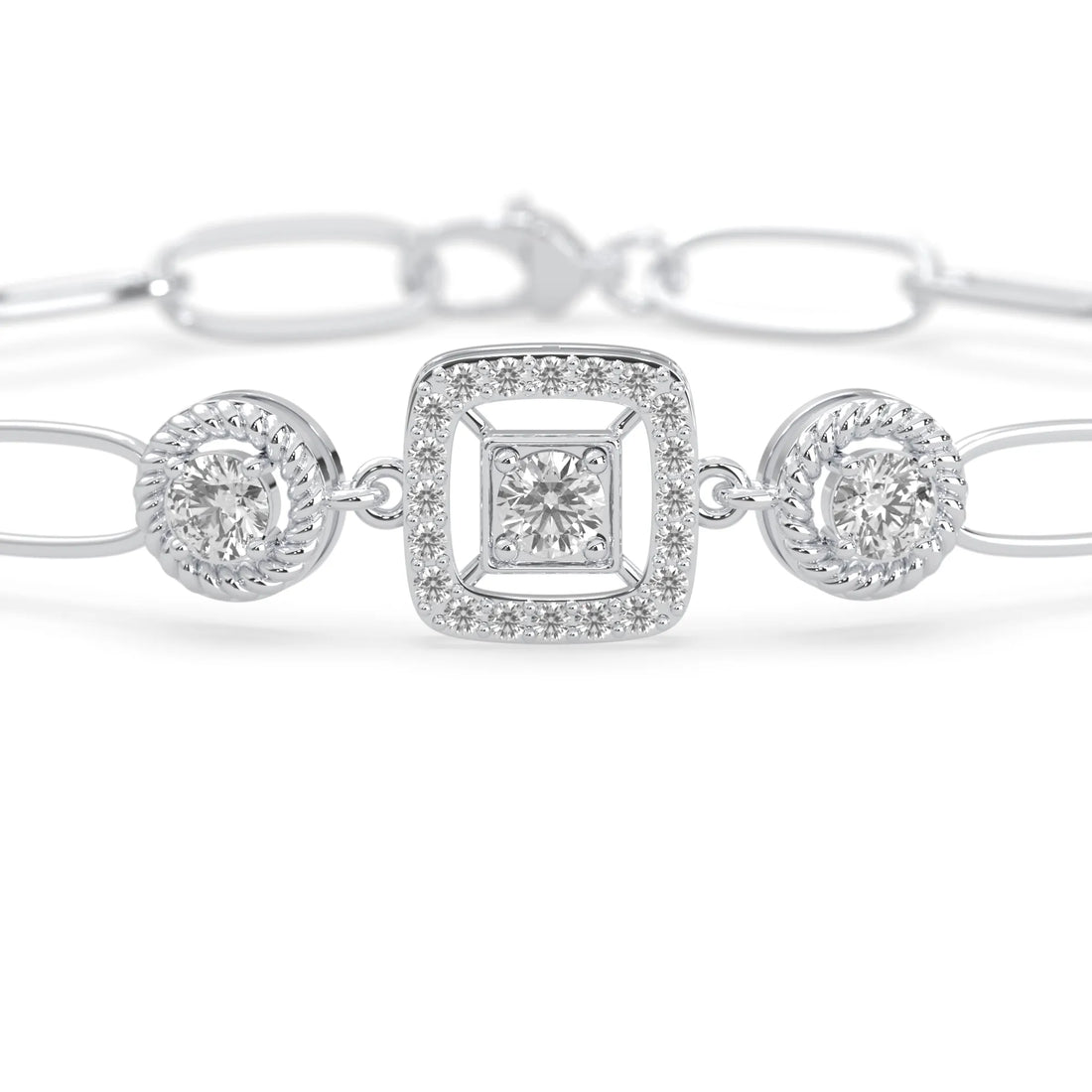 OctaPearl Lab Grown Diamond Geometric Link Bracelet