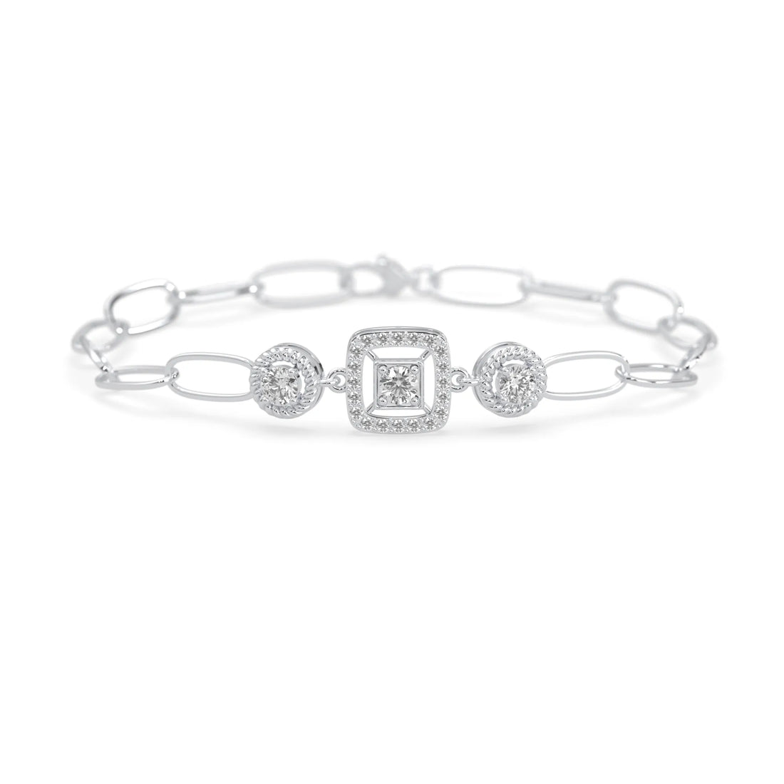 OctaPearl Lab Grown Diamond Geometric Link Bracelet
