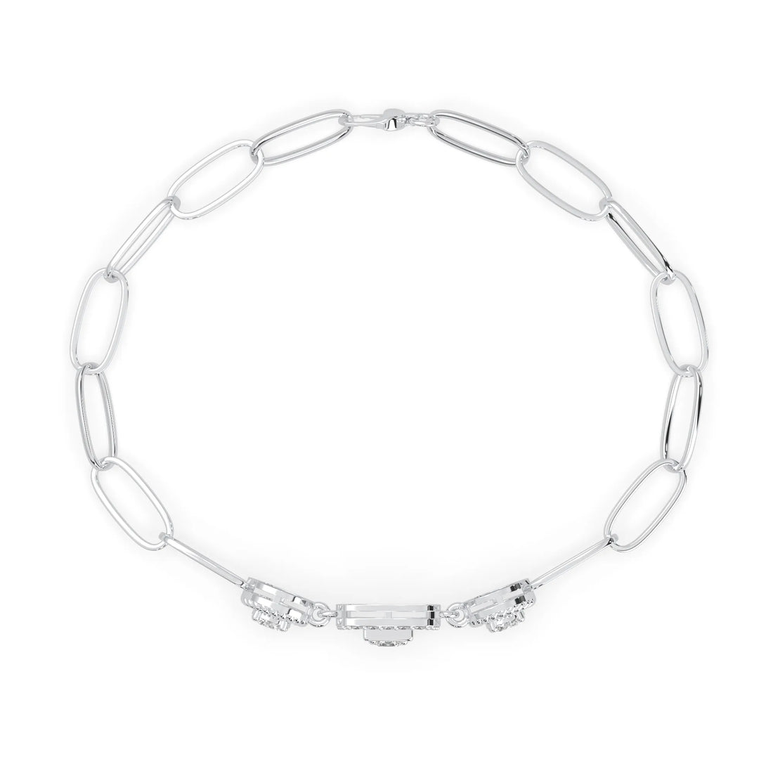 OctaPearl Lab Grown Diamond Geometric Link Bracelet