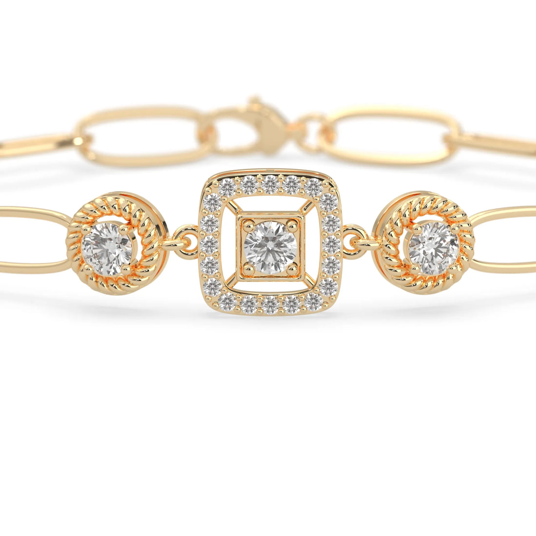 OctaPearl Lab Grown Diamond Geometric Link Bracelet