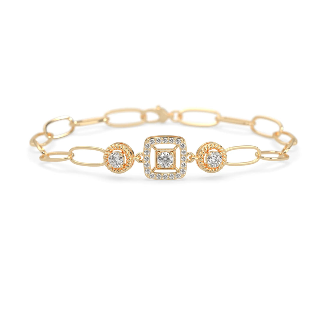 OctaPearl Lab Grown Diamond Geometric Link Bracelet