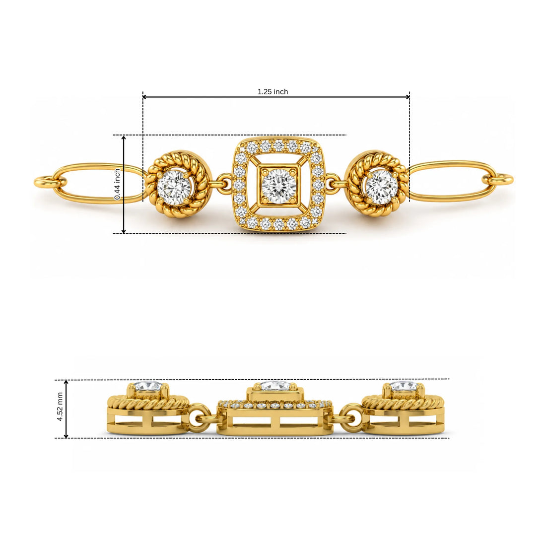 OctaPearl Lab Grown Diamond Geometric Link Bracelet