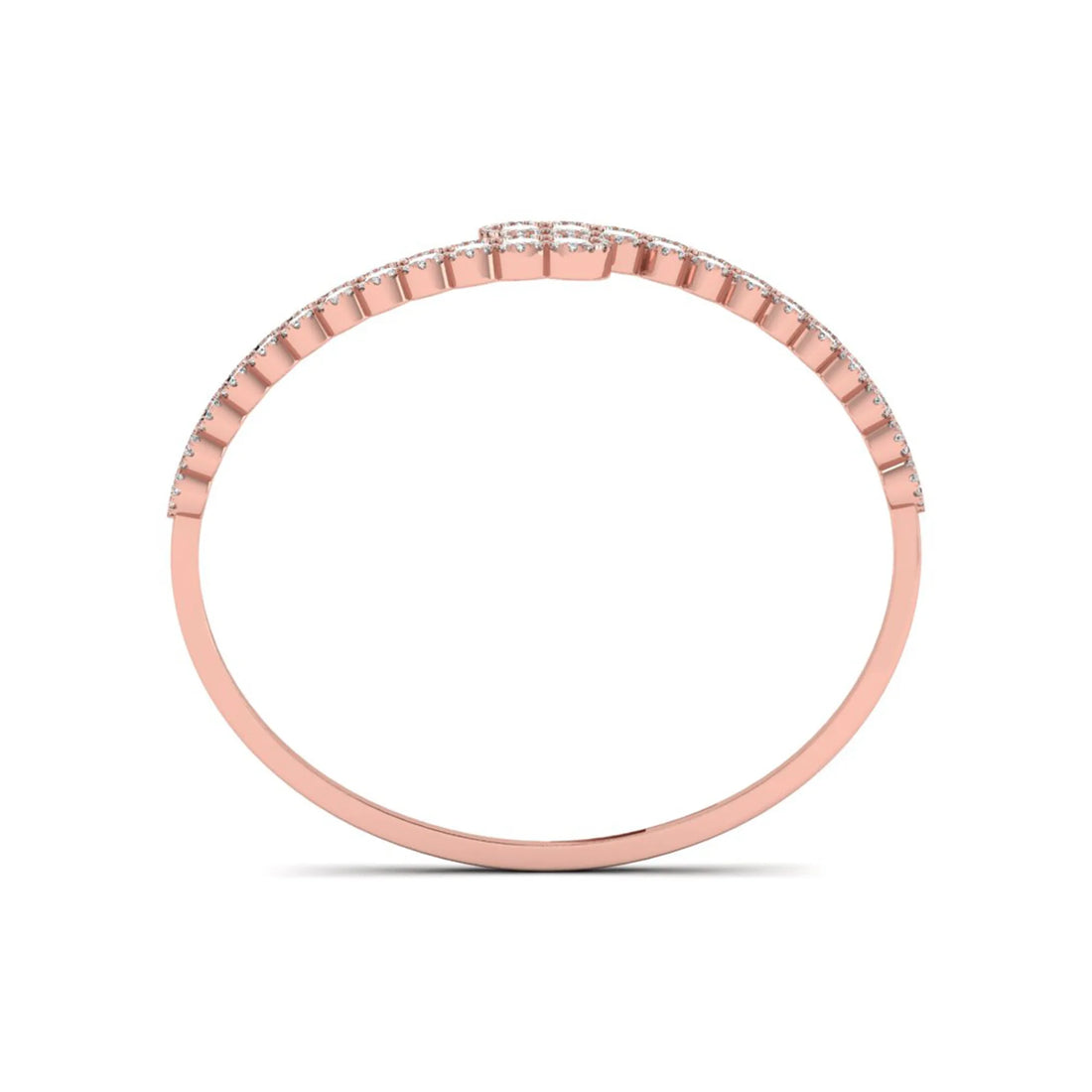 OctaPearl Oval Lab Grown Diamond Open Cuff Bracelet in Gold
