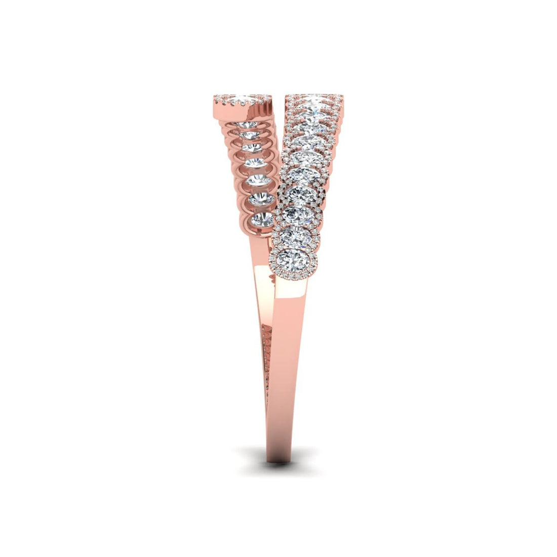 OctaPearl Oval Lab Grown Diamond Open Cuff Bracelet in Gold