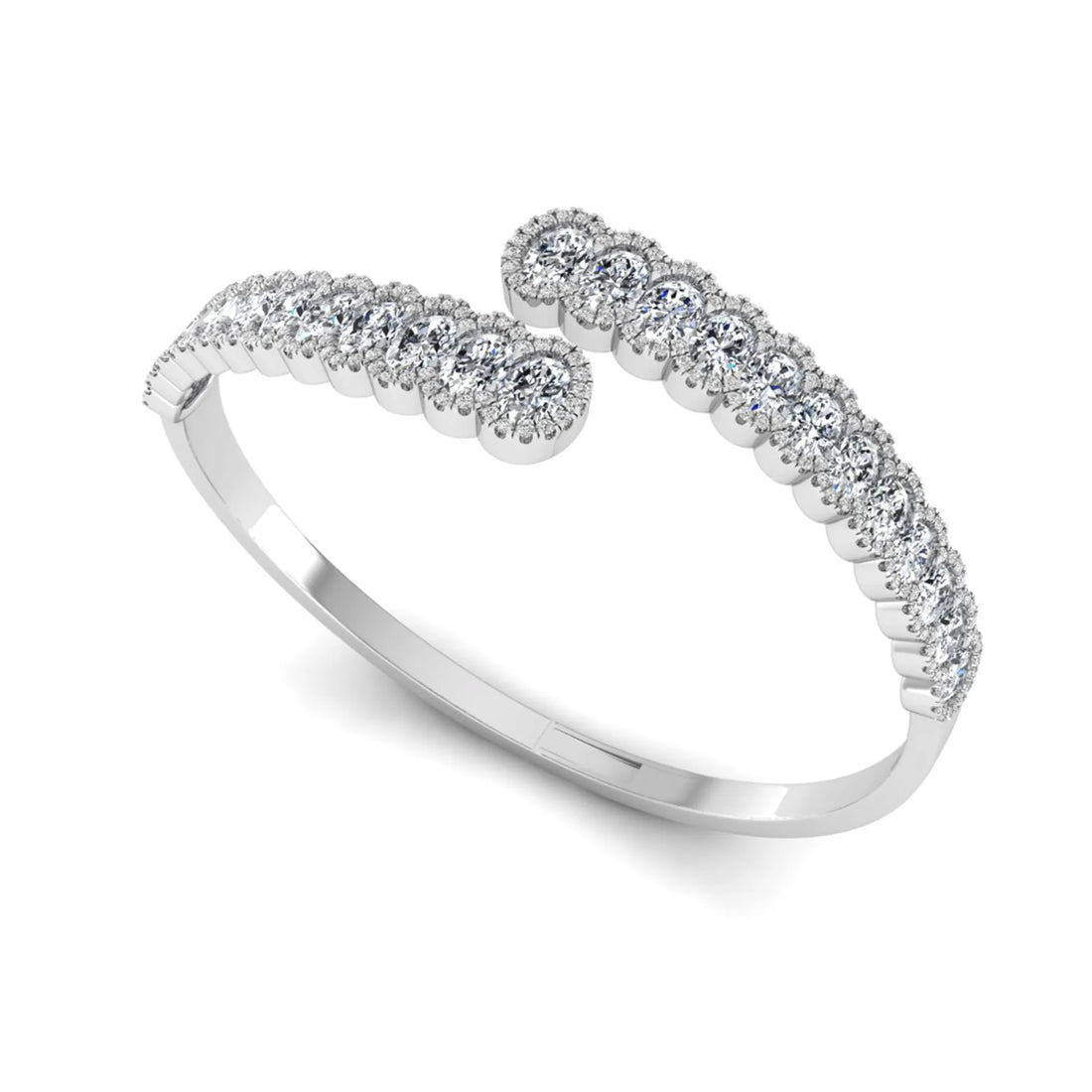 OctaPearl Oval Lab Grown Diamond Open Cuff Bracelet in Gold