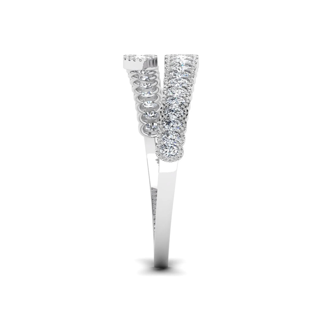 OctaPearl Oval Lab Grown Diamond Open Cuff Bracelet in Gold