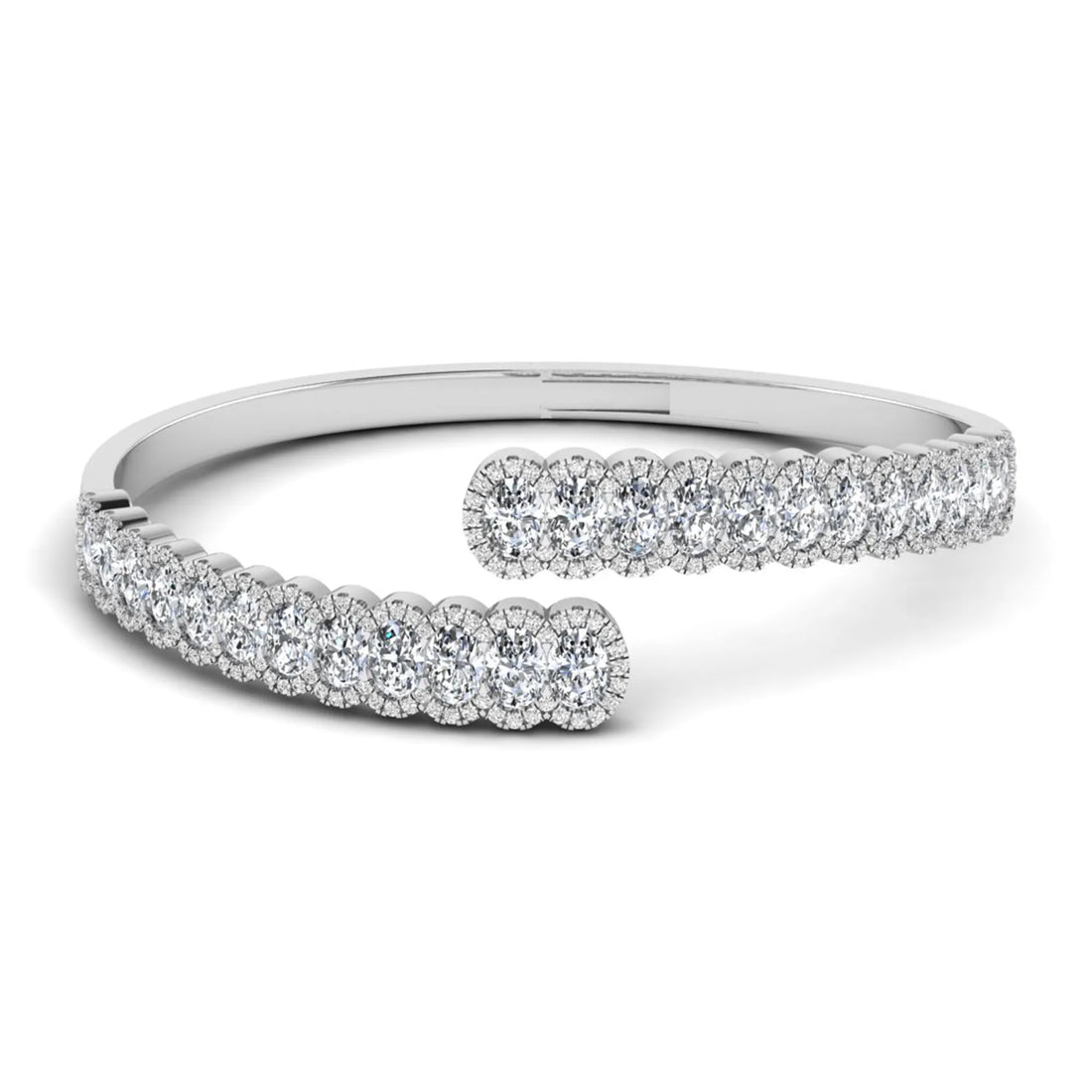 OctaPearl Oval Lab Grown Diamond Open Cuff Bracelet in Gold