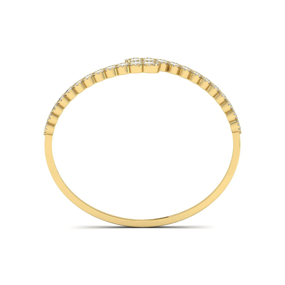 OctaPearl Oval Lab Grown Diamond Open Cuff Bracelet in Gold