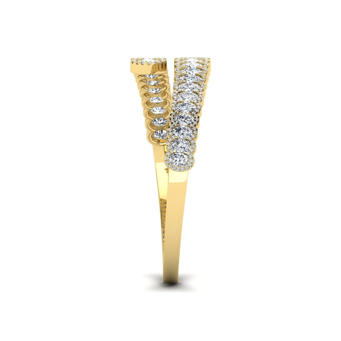 OctaPearl Oval Lab Grown Diamond Open Cuff Bracelet in Gold