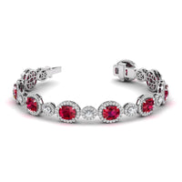 CZ Gemstone Halo Tennis Bracelet For Women