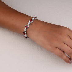 CZ Gemstone Halo Tennis Bracelet For Women - alternate view