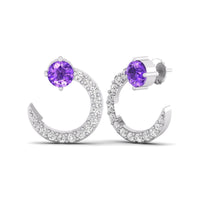 Purple Push Back Stud Earrings