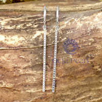 Round Cut Moissanite Line Drop Long Earrings For Any Occasion