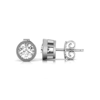 Solitaire Studs Earrings with Milgrain Round Moissanite Bezel Set