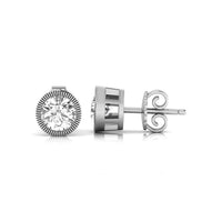 Solitaire Studs Earrings with Milgrain Halo