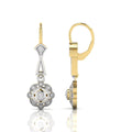 Antique Victorian Style Round Moissanite Floral Inspire Two Tone Gold Drop Earrings (1/4 TCW)