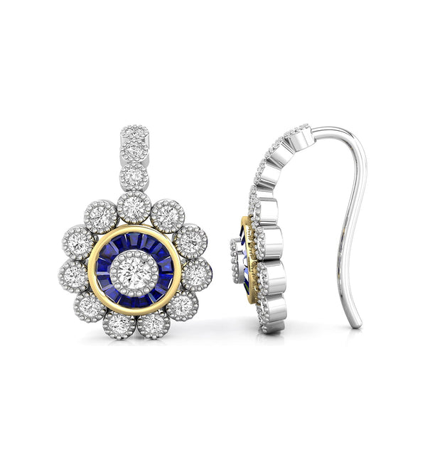 Blue sapphire Vintage-stye Stud Earring For Women