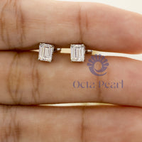 Emerald Cut Diamond Stud Earrings