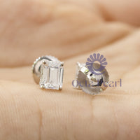 Emerald Cut Diamond Stud Earrings