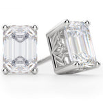 Emerald Cut Diamond Stud Earrings in 10k white gold