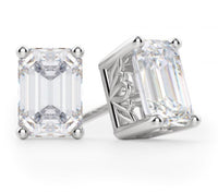 Emerald Cut Diamond Stud Earrings in 10k white gold