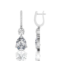 Pear & Round Cut CZ Stone Teardrop Style Drop Dangle Earrings