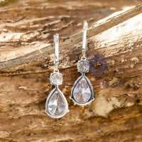 Round Cut CZ Stone Teardrop Style Drop Dangle Earrings (12 2/3 TCW)