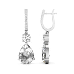 Pear & Round Cut CZ Stone Teardrop Style Drop Dangle Earrings (12 2/3 TCW)