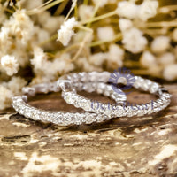 Inside Outside Round Cut Moissanite Hoop Earrings For Wedding Proposal Gift