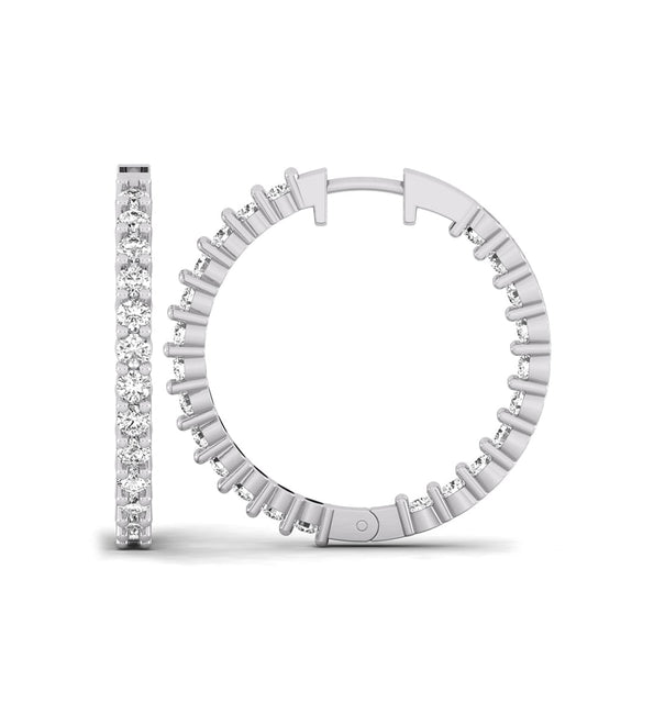 Inside Outside Round Cut Moissanite Hoop Earrings For Wedding Proposal Gift