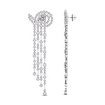 14K White Gold Graduated Chandelier Drop Earrings With 2 6/7 Carat Round Moissanite