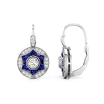 White And Sapphire Round & Baguette Cut Diamond Earring