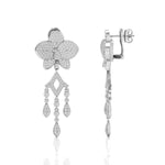 Round Cut Moissanite Orchid Flower Drop Dangle Earrings For Party Wear (2 2/25 TCW)