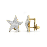 Round Cut Moissanite "STARFISH" Omega Back Stud Earring For Women