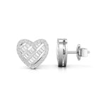 Round & Baguette Cut CZ Stone Halo Set Heart Shape Push Back Promise Gift Earring For Wife