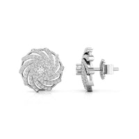 Designer Spiral Round Cut Moissanite Push Back Stud Daily Wear Women's Earring