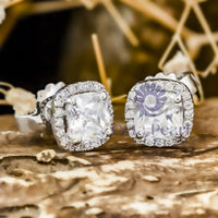 Cushion Cut Moissanite Halo Stud Earrings For Wedding Anniversary Gift