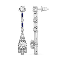 Round Cut CZ Stone Vintage Look Drop Dangle Push Back Art Deco Designer Earring