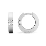 Solitaire Round Cut Moissanite Tension Set Clip-On Huggie Earring For Birthday Gift