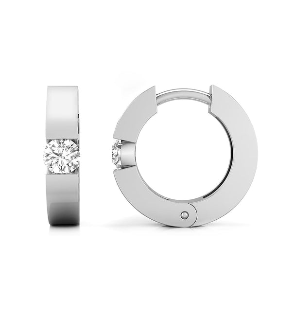 Solitaire Round Cut Moissanite Tension Set Clip-On Huggie Earring For Birthday Gift