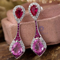 Pear Cut CZ Multi Stone Party Wear Drop Dangle Designer Earring For Women