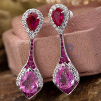 Pear Cut CZ Multi Stone Party Wear Drop Dangle Designer Earring For Women